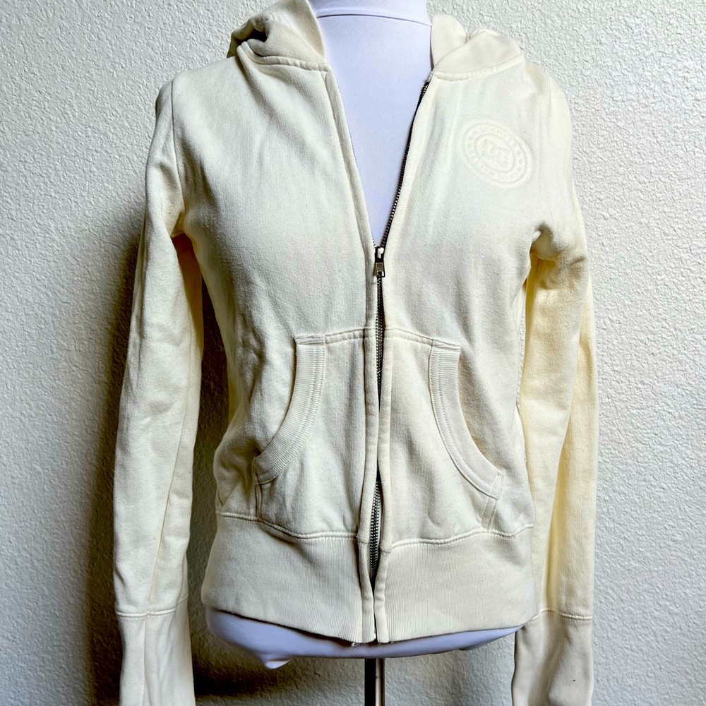 DC hoodie with bolt pattern on back